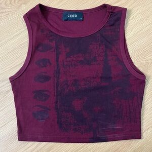 Cider Maroon Patterned Crop Top